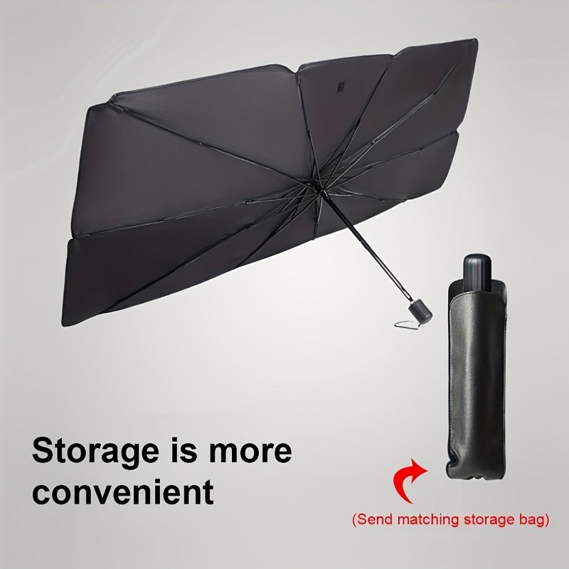 Portable Car Sunshade Umbrella – Windshield Sun Protection and Heat Insulation Cover with Storage Bag for Cars, SUVs, and RVs