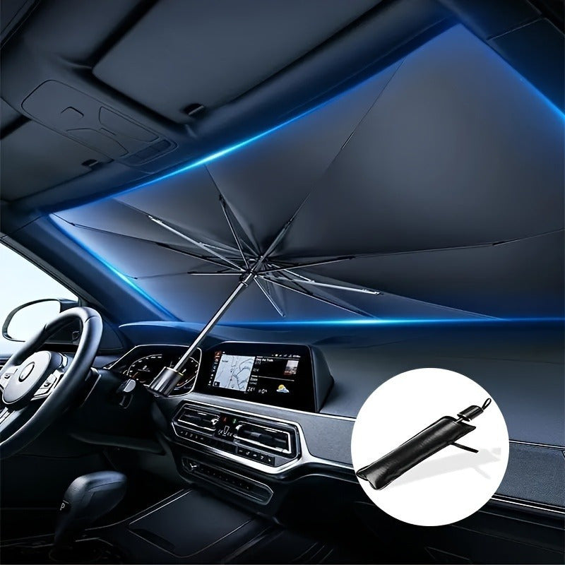 Portable Car Sunshade Umbrella – Windshield Sun Protection and Heat Insulation Cover with Storage Bag for Cars, SUVs, and RVs