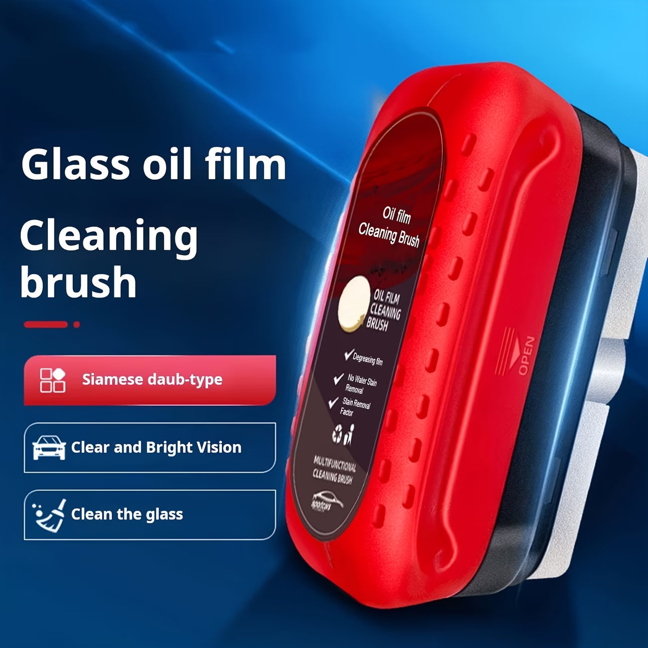 Glass Oil Film Cleaner | Windshield Cleaning Brush with Liquid Dispenser